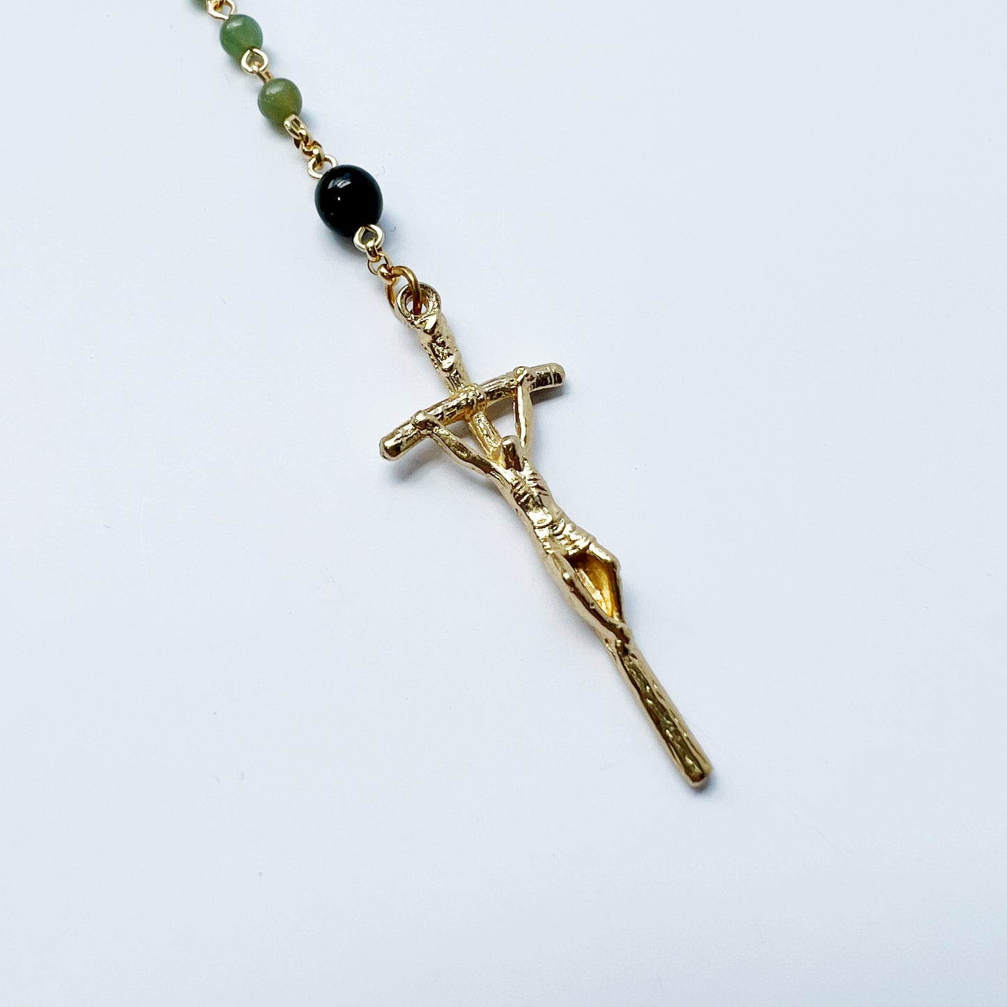 Pope John Paul II Rosary | Green Jade & Black
