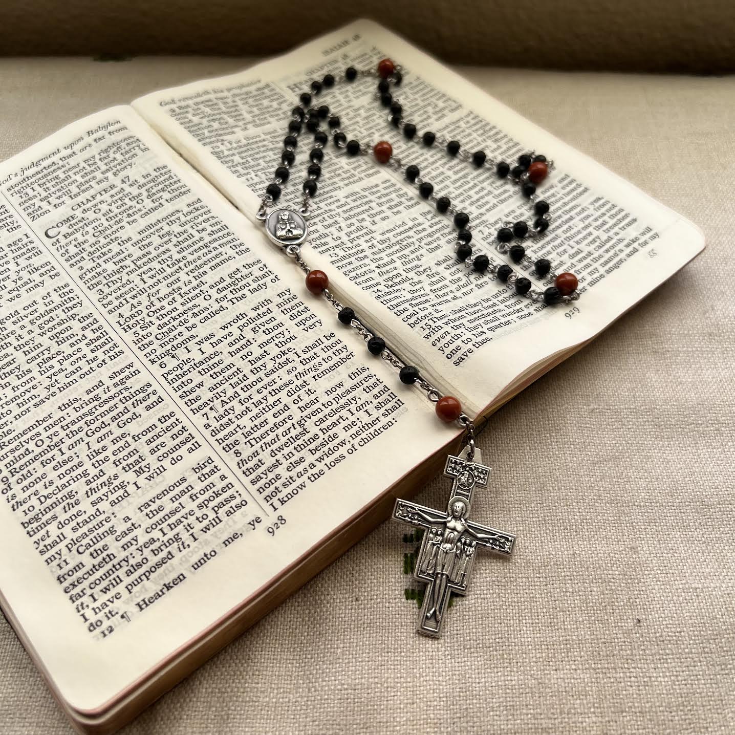 San Damiano Rosary | Lava Rock & Red Jasper