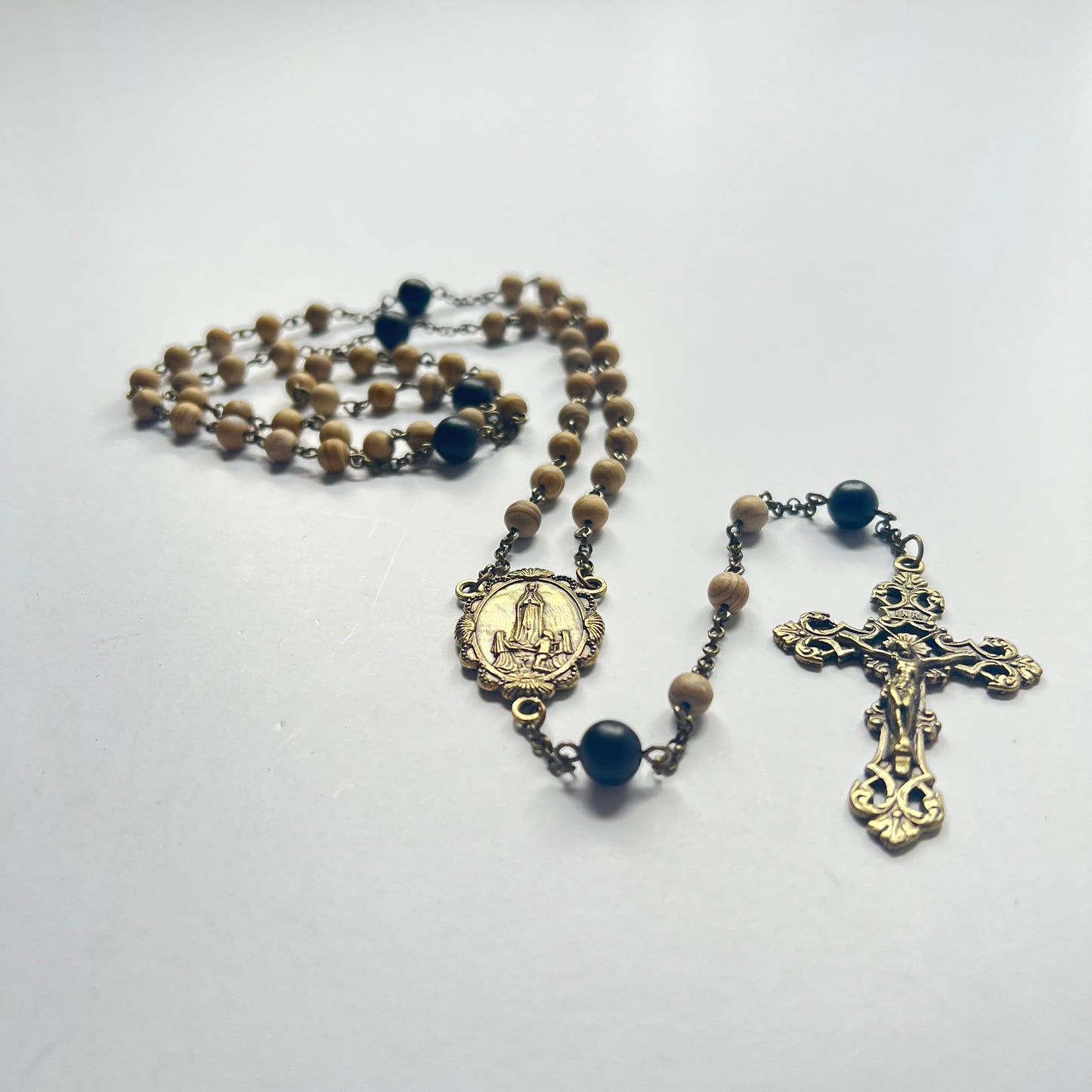 Our Lady of Fatima Rosary | Mars Jasper & Ebony Wood Beads