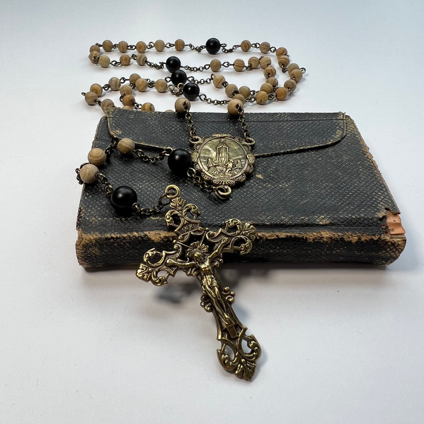 Our Lady of Fatima Rosary | Mars Jasper & Ebony Wood Beads