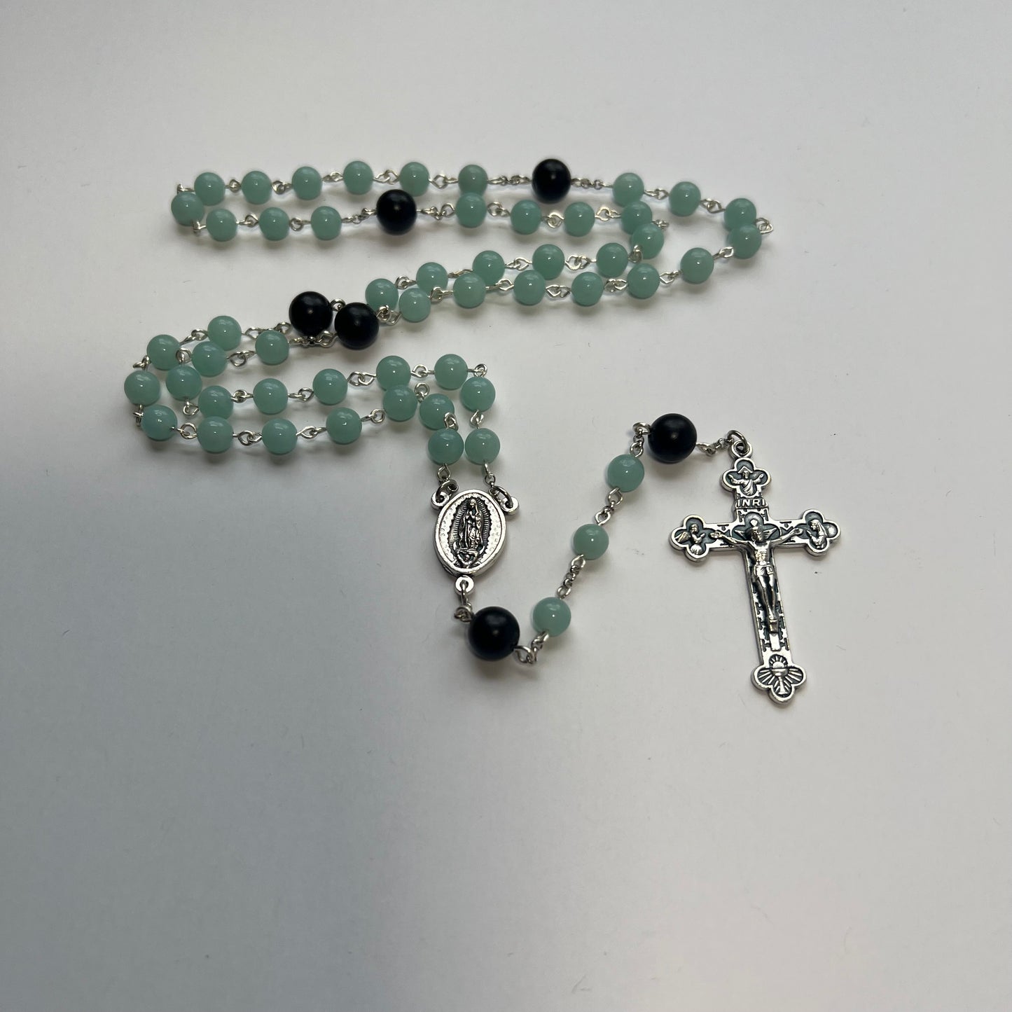 Our Lady of Guadalupe Rosary | Amazonite & Ebony Wood