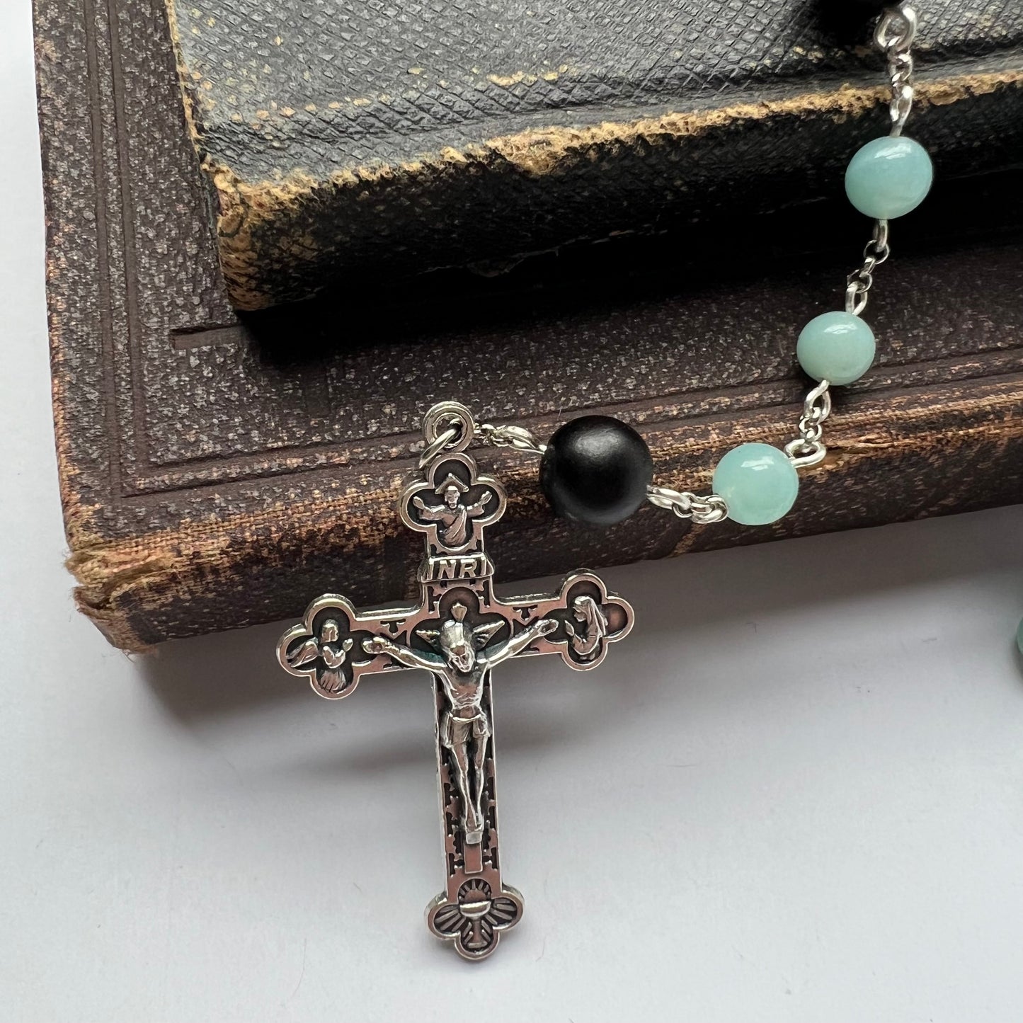 Our Lady of Guadalupe Rosary | Amazonite & Ebony Wood