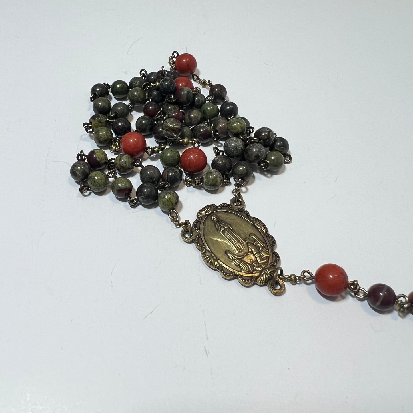 Our Lady of Fatima Rosary | Bloodstone & Red Jasper