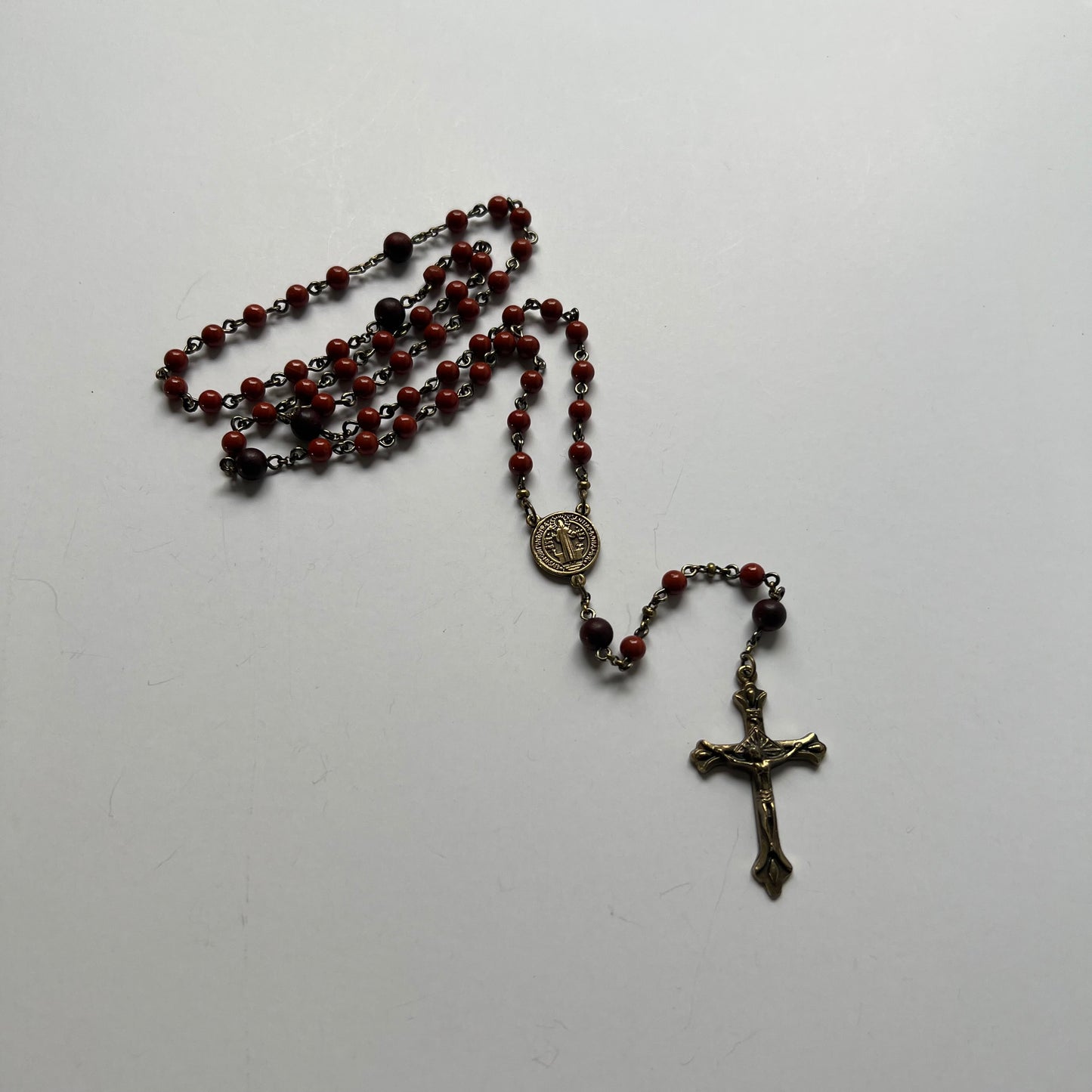 St. Benedict Rosary | Red Jasper & Rosewood